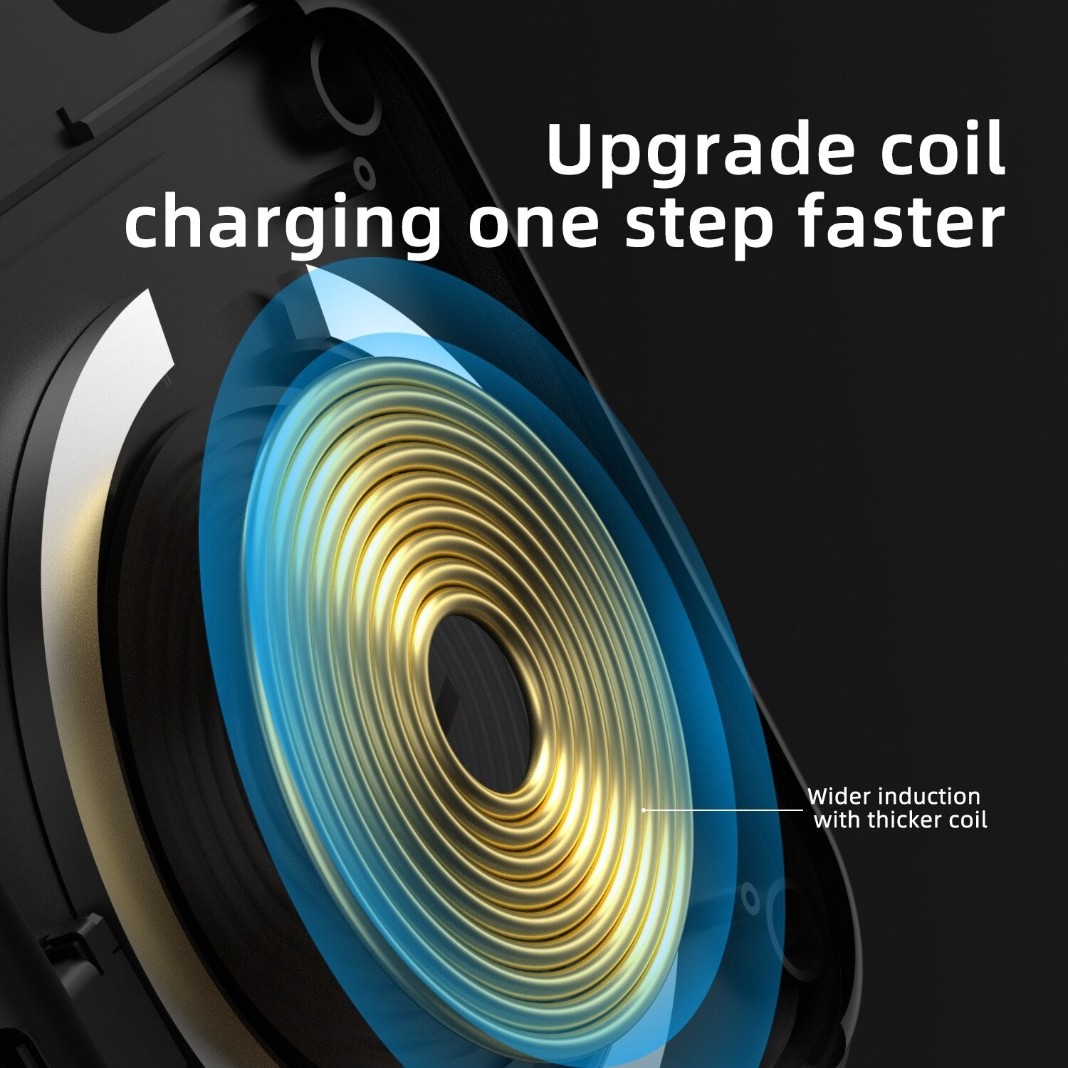 Upgraded wireless charging coil with wider induction area for faster charging