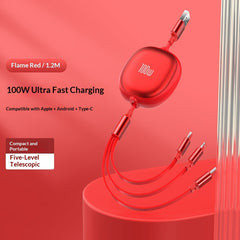 100W Retractable 3-in-1 Fast Charging Cable, image 2