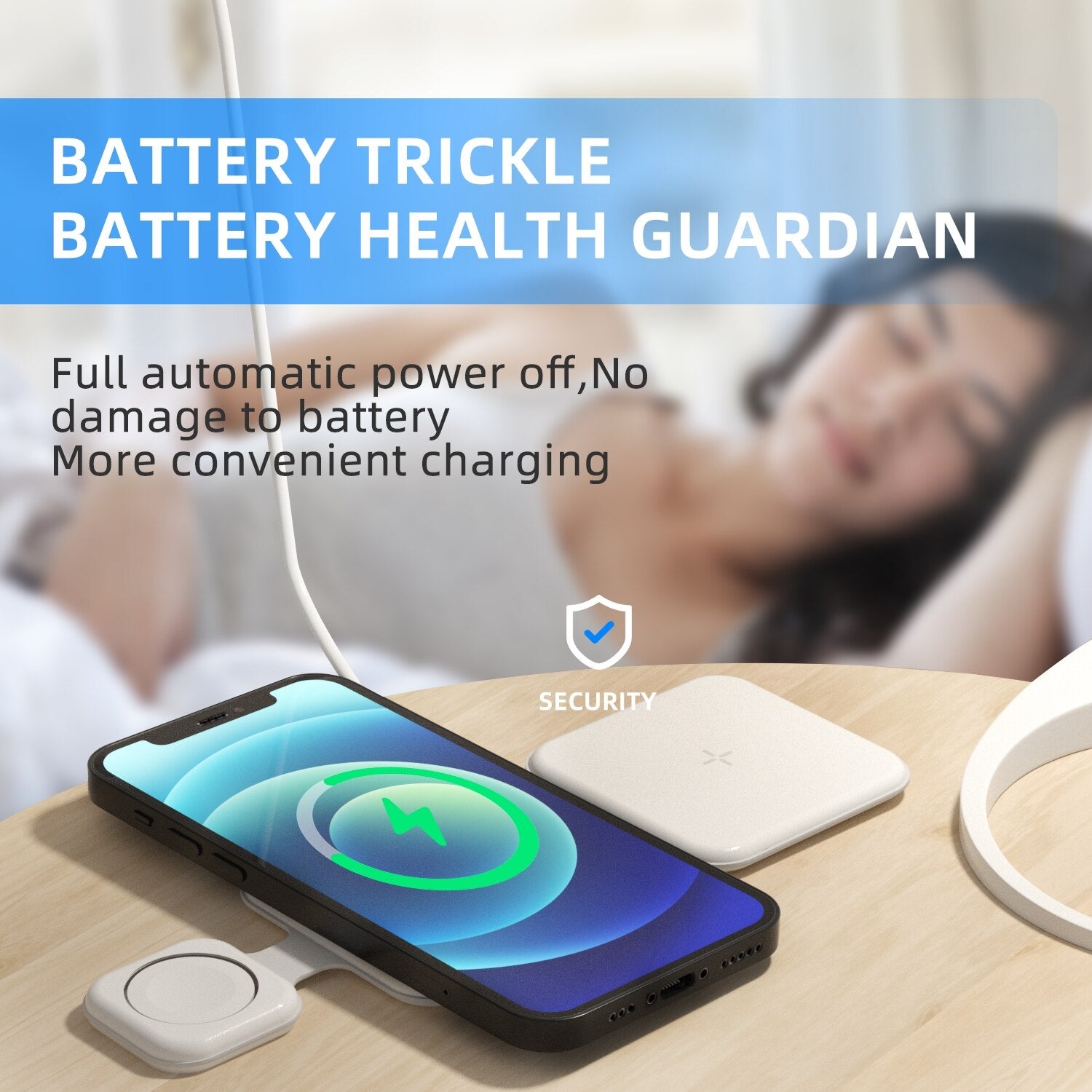 Wireless charging station with automatic power-off and battery protection